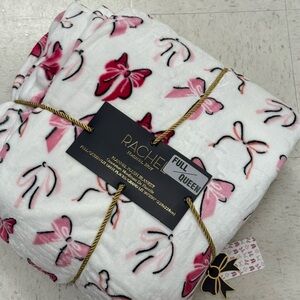 Rachel Pink and Black Bow Pattern Blanket